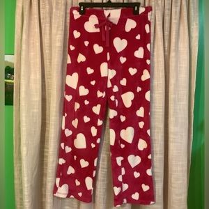 Faded Glory hot pink white heart pajama pants  medium